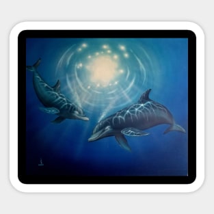 Dolphins playing underwater Sticker